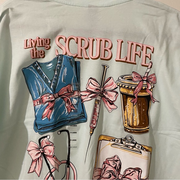 NWT Women Tee Simply Southern Mint Green Scrub Life TShirt Top XL Nurse Gift NEW - Picture 1 of 9